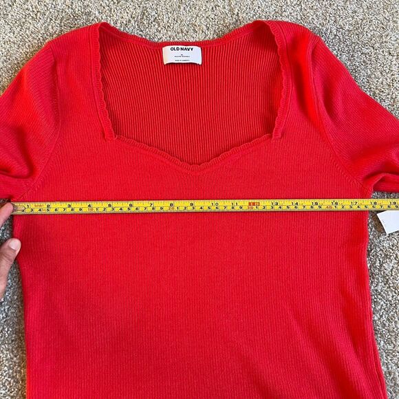 NWT Old Navy Fitted Ribbed Sweetheart Neckline Sweater Top Size XL Red - Picture 10 of 13